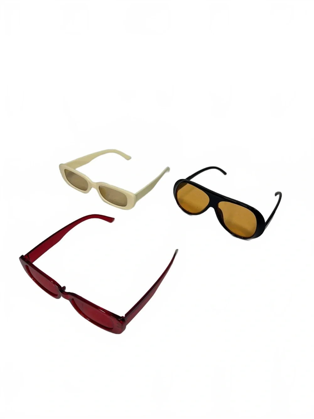 Fashion Sunglasses Set Black Cream Red 3-Piece Accessory Set